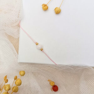 Ochranný náramek růžový s pozlacenými korálky